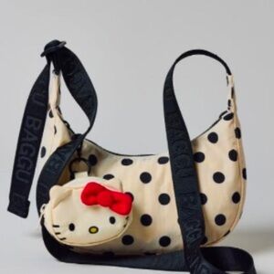 White and Black - BAGGU Small Nylon Crescent Bag